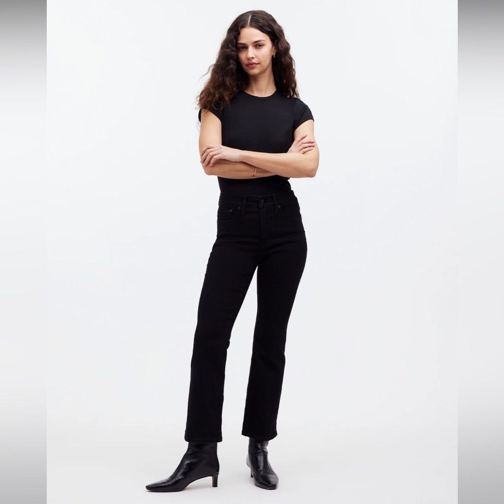 NWT Madewell Kick Out Crop Jeans - Black Rinse Wash - 26, 30, 31, 32